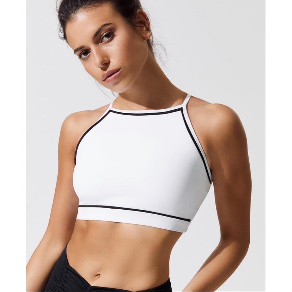 Chill by well white sports bra with black piping